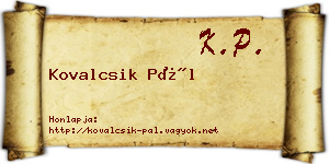 Kovalcsik Pál névjegykártya
